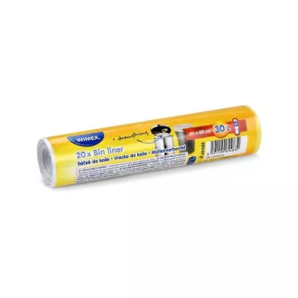 Hulladékgyűjtő zsákok 50x60cm behúzható 30L microtene fehér 20db tekercsben