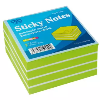 Öntapadós betét 75x75mm zöld-fehér neon 400 lap Auro