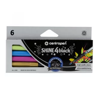 Marker Centropen 2590/6 Shine 4 fekete 6 metál színű görgős hegy 1mm