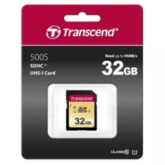 TRANSCEND SDHC kártya 32 GB 500S, UHS-I U1 (R: 95 / W: 60 MB / s) TRANSCEND SDHC kártya 32 GB 500S, UHS-I U1 (R: 95 / W: 60 MB / s)