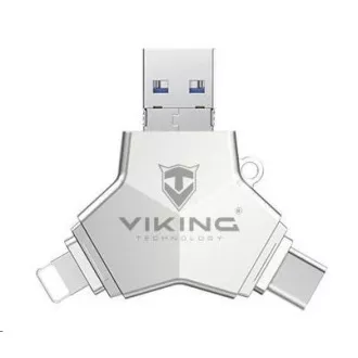 Viking USB Flash Drive 3.0 4 az 1-ben Lightning / Micro USB / USB / USB-C csatlakozóval, 64 GB, ezüst