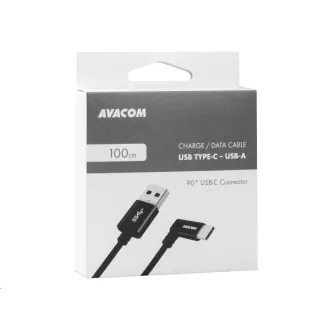 USB adat- és töltőkábel - USB Type-C, 100cm, 90°-os csatlakozó, fekete USB adat- és töltőkábel - USB Type-C, 100cm, 90°-os csatlakozó, fekete