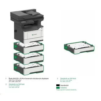 LEXMARK többfunkciós nyomtató MX521ade fekete-fehér, A4, 44ppm, 1024 megabájt, LCD színes kijelző, duplex RADF, USB 2.0, LAN,