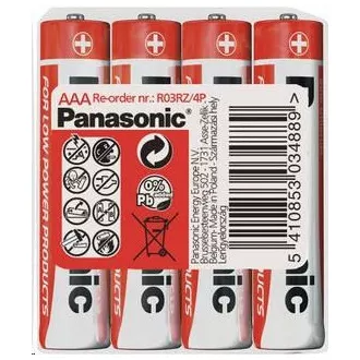 PANASONIC cink-szén akkumulátorok vörös cink R03RZ / 4P AAA 1,5 V (zsugorodás 4db)