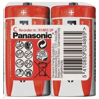 PANASONIC cink-szén akkumulátorok vörös cink R14RZ / 2P C 1,5V (zsugorodás 2db)