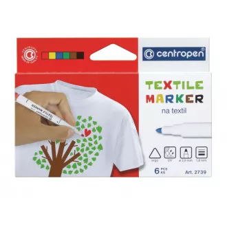 Marker Centropen 2739/6 textilekhez 6 színű hengeres hegy 3,5 mm