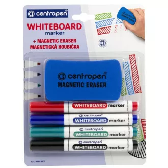 Marker Centropen 8559/4 + szivacs táblákhoz 4 színű hengeres hegy 2,5 mm Marker Centropen 8559/4 + szivacs táblákhoz 4 színű hengeres hegy 2,5 mm
