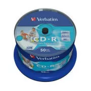 VERBATIM CD-R (50 csomagos) orsó / tintasugaras nyomtatóval nyomtatható / 52x / 700 MB / márkanév nélküli