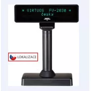 Virtuos VFD ügyfélkijelző Virtuos FV-2030B 2x20 9mm, soros, fekete