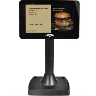 7" színes LCD vásárlói kijelző Virtuos SD700F, USB, fekete