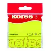 Öntapadós betét 75x75mm sárga neon 100 lap Kores