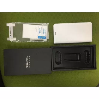 MEIZU védőtok Meizu M6 Note-hoz, fehér (flip tok fóliával, sötét csomagolás)