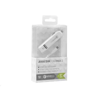 AVACOM CarMAX 2 autós töltő 2x Qualcomm Quick Charge 2.0, fehér (micro USB kábel)