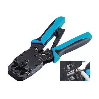 PROFI krimpelő fogó racsnival RJ10, RJ11, RJ12, RJ45, DEC csatlakozókhoz, lecsavarozóval
