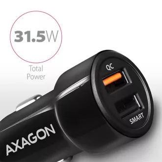 AXAGON PWC-QC5, QUICK és SMART autós töltő, 2x port QC3.0 / AFC / FCP + 5V-2.6A, 31.5W