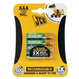 JCB RTU NiMH AAA / R03, 900mAh, előtöltve, buborékcsomagolás 4 db