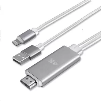 4smarts kábel a képátvitelhez töltés funkció, Lightning -> HDMI, fehér
