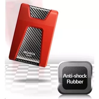 ADATA külső merevlemez 1TB USB 3.1 DashDrive Durable HD650, piros (gumi, ütésálló)