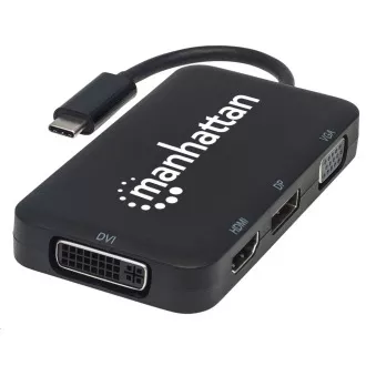 MANHATTAN dokkolóállomás USB-C 4in1, 1xDP, 1xHDMI, 1xVGA, 1xDVI, 1xDVI