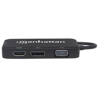 MANHATTAN dokkolóállomás USB-C 4in1, 1xDP, 1xHDMI, 1xVGA, 1xDVI, 1xDVI