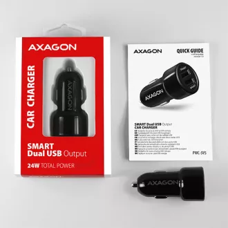AXAGON PWC-5V5, SMART autós töltő, 2x port 5V-2.4A + 2.4A, 24W