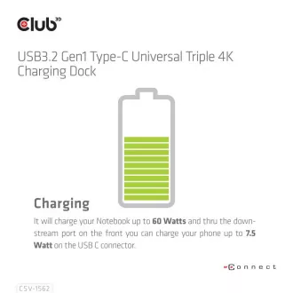 Club3D dokkolóállomás USB-C 13v1, 2xDP, 3xHDMI, 1xUSB-C, 5xUSB, 1xRJ45, 1x3.5mm, fekete, fekete