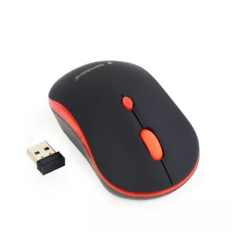 GEMBIRD egér MUSW-4B-03-R, fekete-piros, vezeték nélküli, USB nano vevő