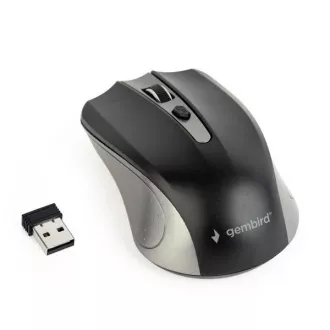 GEMBIRD egér MUSW-4B-04-GB, szürke-fekete, vezeték nélküli, USB nano vevő
