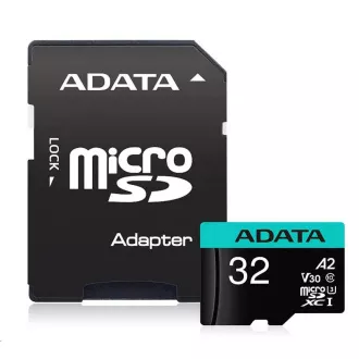 ADATA MicroSDHC kártya 32 GB Premier Pro UHS-I V30S (R: 100 MB) + SD adapter ADATA MicroSDHC kártya 32 GB Premier Pro UHS-I V30S (R: 100 MB) + SD adapter