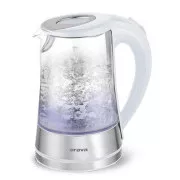 Orava VK-4017 W vízforraló, 2200 W, 1,7 l, üveg, LED háttérvilágítás, automatikus kikapcsolás, fehér színű