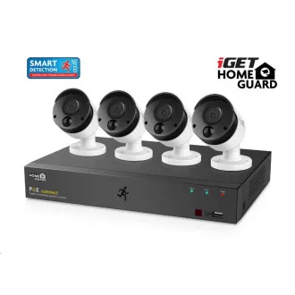 iGET HOMEGUARD HGNVK85304 PoE kamerarendszer SMART mozgásérzékelővel, 8 csatornás FullHD NVR   4x FullHD kültéri kamera