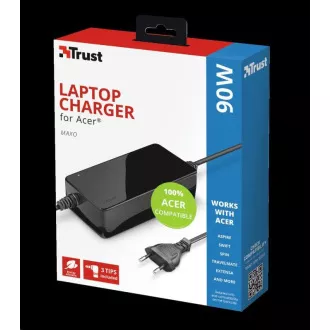 TRUST MAXO hálózati adapter ACER 90W-os laptopokhoz, beleértve. terminálok