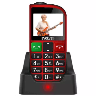 EVOLVEO EasyPhone FM mobiltelefon időseknek töltőállvánnyal (piros színű)
