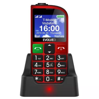 EVOLVEO EasyPhone FM mobiltelefon időseknek töltőállvánnyal (piros színű)