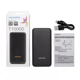 ADATA PowerBank AT10000 - külső akkumulátor mobilhoz/tablethez 10000mAh, fekete színű ADATA PowerBank AT10000 - külső akkumulátor mobilhoz/tablethez 10000mAh, fekete színű