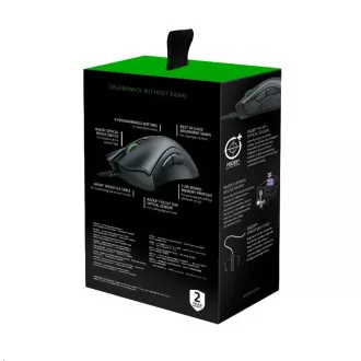 RAZER egér DeathAdder V2, optikai, 20 000 dpi felbontás, USB, hibrid felhőtárhely és integrált memória, RGB