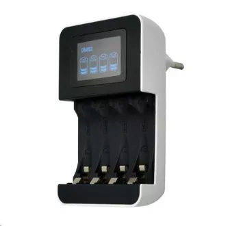 Solight töltő LCD kijelzővel, AC 230V, 450mA, 4 csatornás, AA / AAA, mikroprocesszor vezérelt