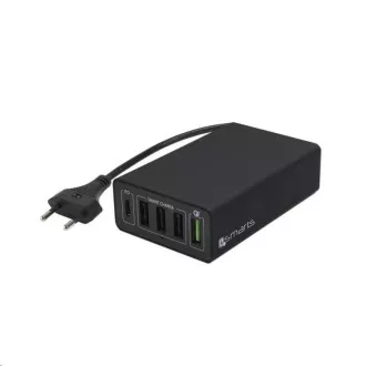 4smarts VoltPlug Quick Charge 3.0, 4x USB, 1x USB-C, PD és PPS, fekete