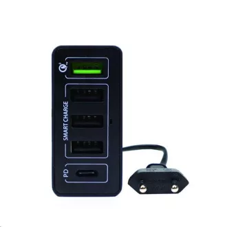4smarts VoltPlug Quick Charge 3.0, 4x USB, 1x USB-C, PD és PPS, fekete