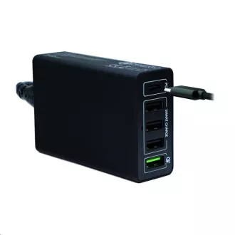 4smarts VoltPlug Quick Charge 3.0, 4x USB, 1x USB-C, PD és PPS, fekete