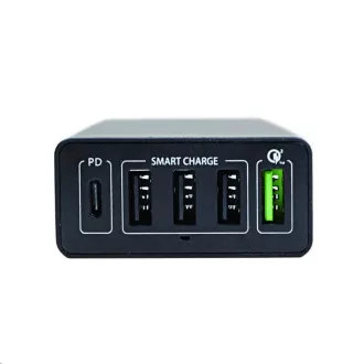 4smarts VoltPlug Quick Charge 3.0, 4x USB, 1x USB-C, PD és PPS, fekete