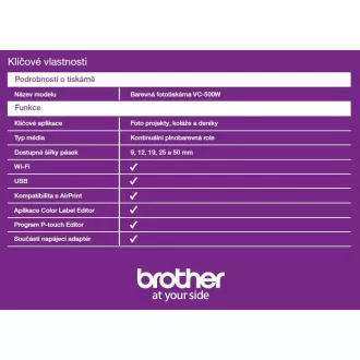BROTHER címkenyomtató FOTÓ - VC500W - WIFI, USB, SZÍNES tinta nélkül - Integrált vágás BROTHER címkenyomtató FOTÓ - VC500W - WIFI, USB, SZÍNES tinta nélkül - Integrált vágás