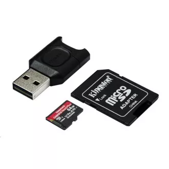 Kingston 64GB microSDXC React Plus SDCR2 + Adapter + MLPM olvasó