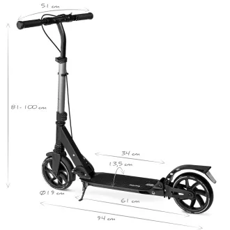 Összecsukható robogó MOVINO X-Way kézi- és lábfékkel, fekete színű Összecsukható robogó MOVINO X-Way kézi- és lábfékkel, fekete színű