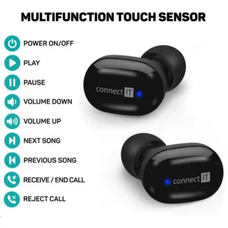 CONNECT IT True Wireless SensorTouch fülbe helyezhető fejhallgató mikrofonnal, fekete