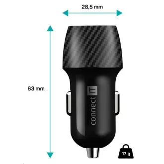 CONNECT IT InCarz QUICK CHARGE 3.0 autós töltő, 1x USB-A, 3 A, szén