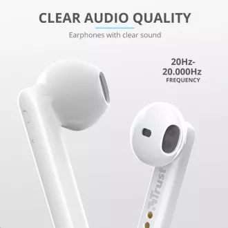 TRUST Primo Touch Bluetooth vezeték nélküli fülhallgató - fehér TRUST Primo Touch Bluetooth vezeték nélküli fülhallgató - fehér