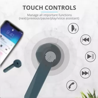 TRUST Primo Touch Bluetooth vezeték nélküli fülhallgató - kék