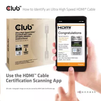 Club3D kábel Ultra Fast HDMI™ tanúsított AOC kábel 8K60Hz, 4K120Hz, 10m