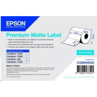 Epson címketekercs, normál papír, 102x76 mm